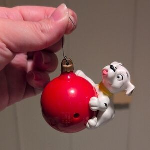 Red Ornament with Puppy Design